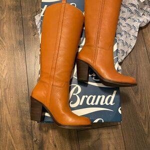 Lucky Brand Orange Leather Heeled Boots